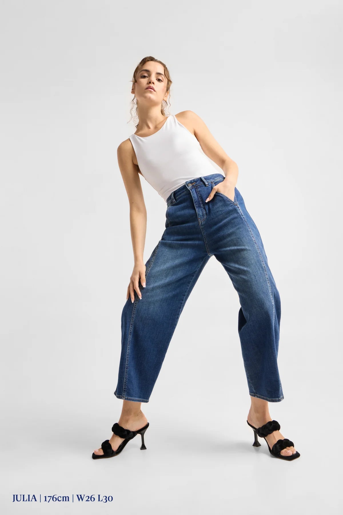 Dawn Denim - MOONDUST Soft Denim - Wide Barrel leg Vintage Blue