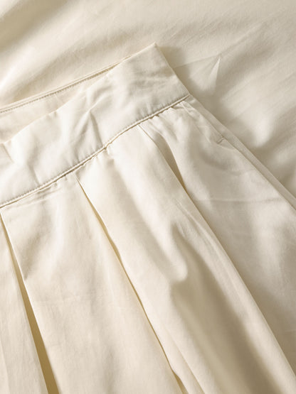 KCA - Satin pleat skirt Egret - WERTE FREUNDE