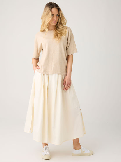 KCA - Satin pleat skirt Egret - WERTE FREUNDE