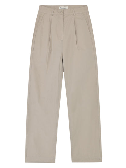KCA - Poplin pleat pants Light feather gray - WERTE FREUNDE