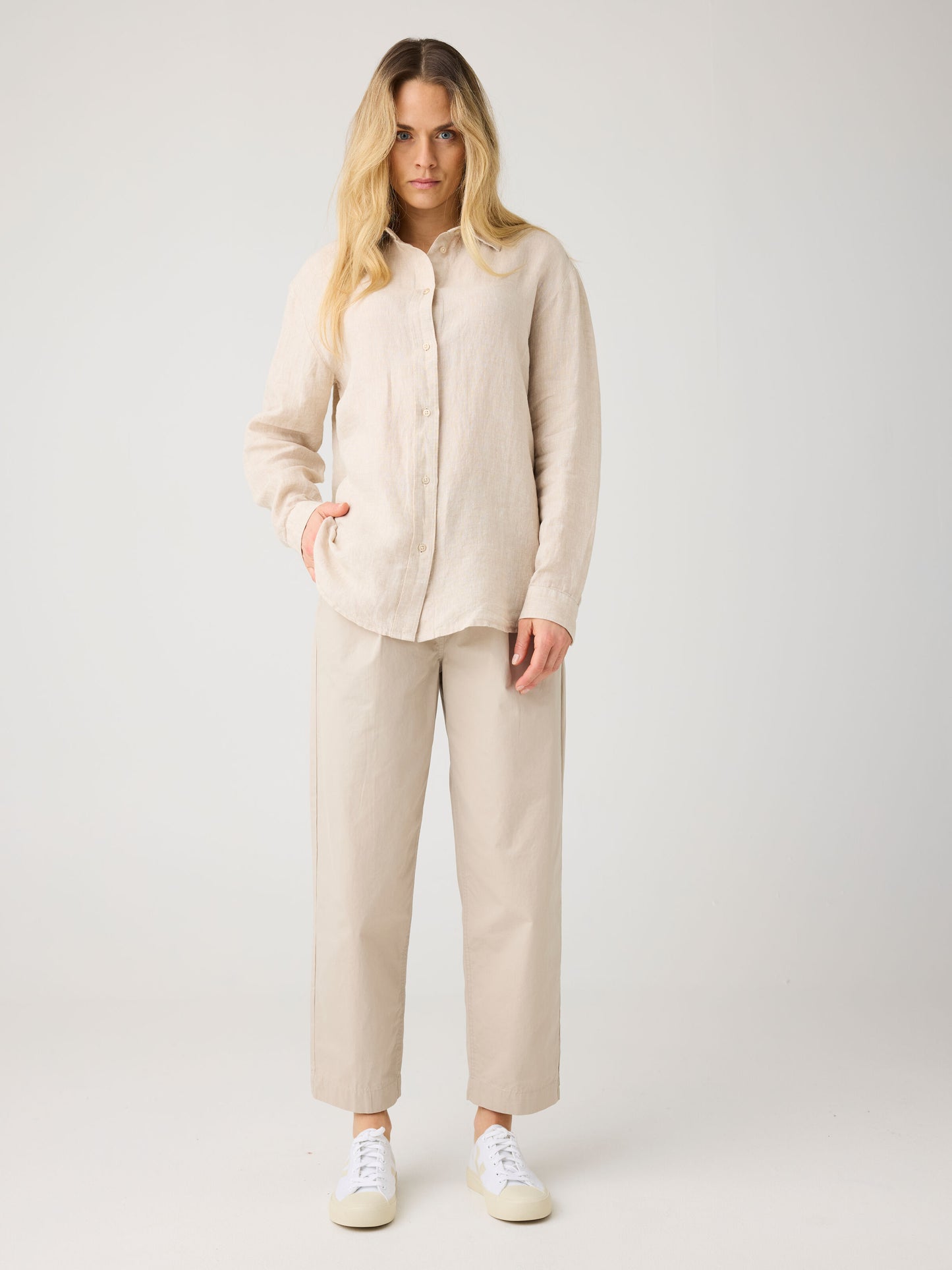 KCA - Poplin pleat pants Light feather gray - WERTE FREUNDE