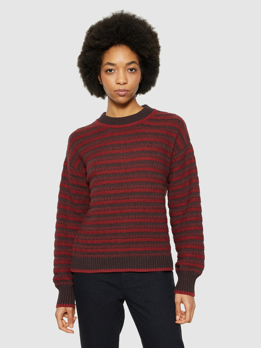 KCA - Cotton stripe structure crew neck - Regenerative Organic Certified® - Vegan Brown stripe