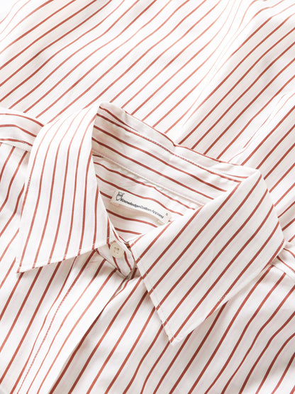 KCA - Islet regular satin short sleeve shirt Red Stripe - WERTE FREUNDE