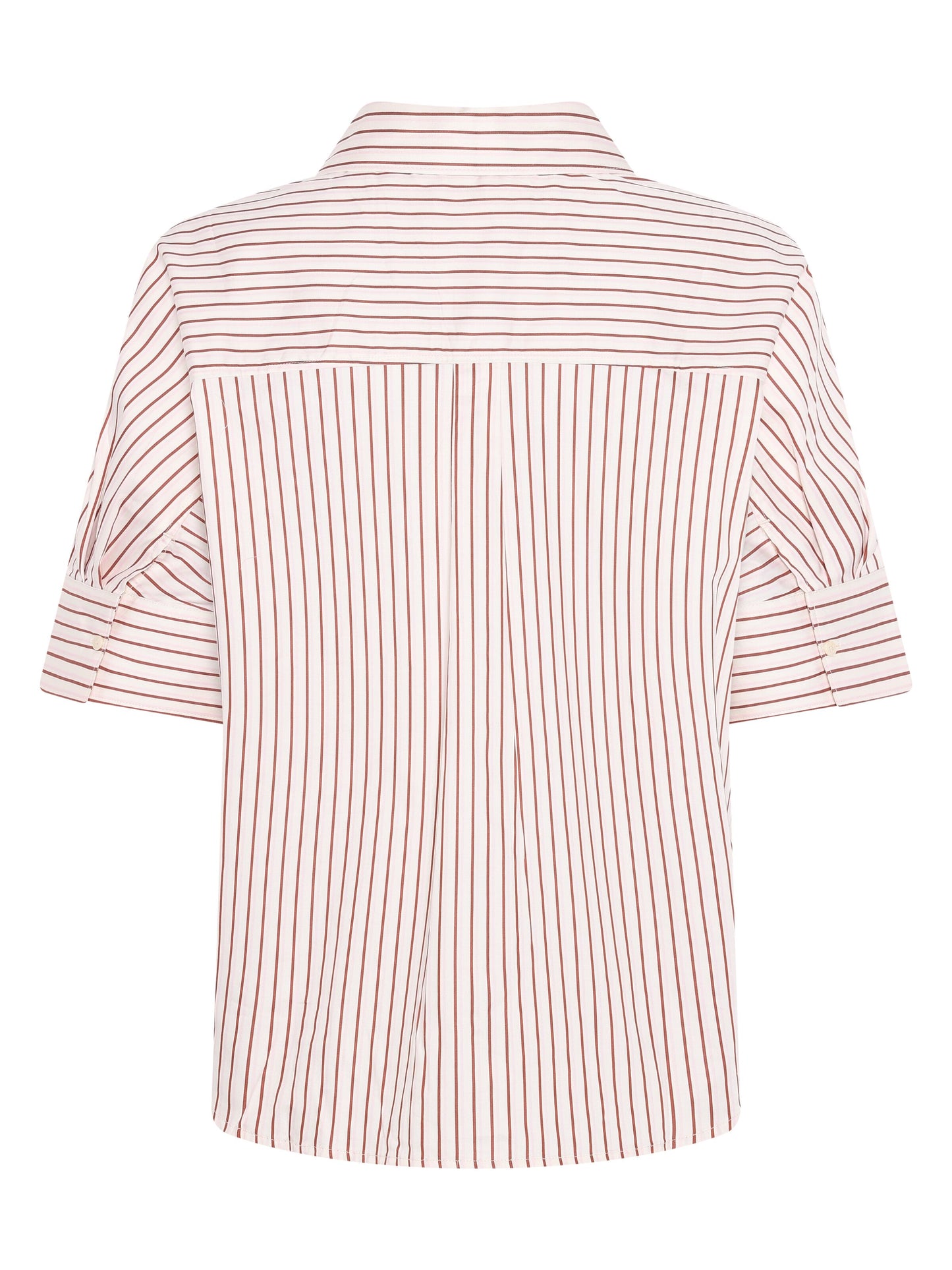 KCA - Islet regular satin short sleeve shirt Red Stripe - WERTE FREUNDE