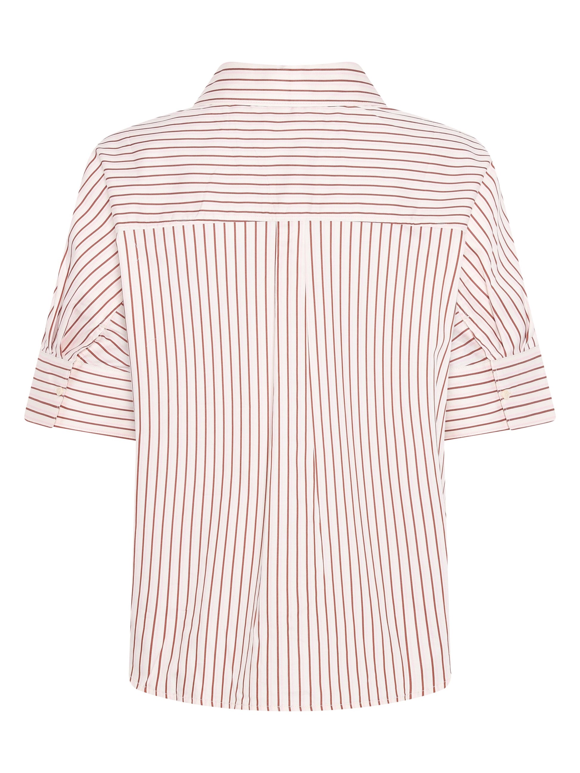 KCA - Islet regular satin short sleeve shirt Red Stripe - WERTE FREUNDE
