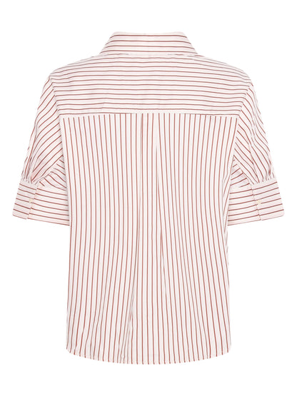 KCA - Islet regular satin short sleeve shirt Red Stripe - WERTE FREUNDE