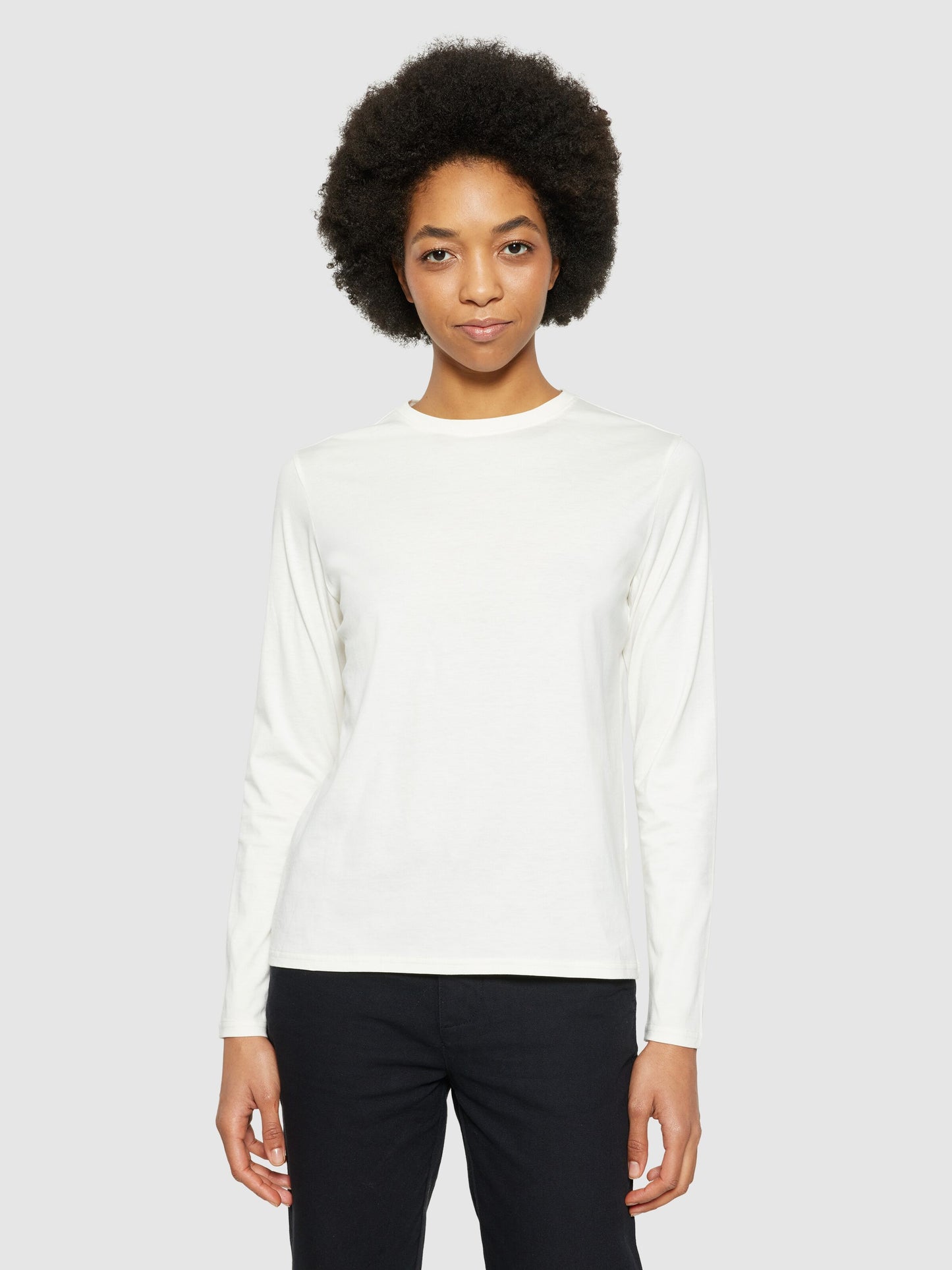 KCA - Basic pima cotton long sleeve t-shirt - Vegan Egret