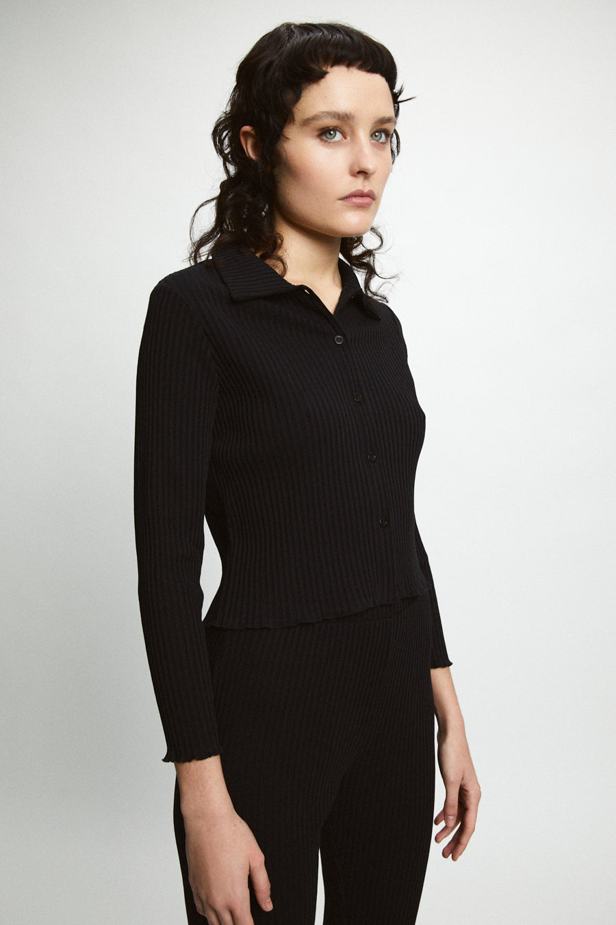 RITA ROW - PIKE Ribbed Knit Shirt BLACK