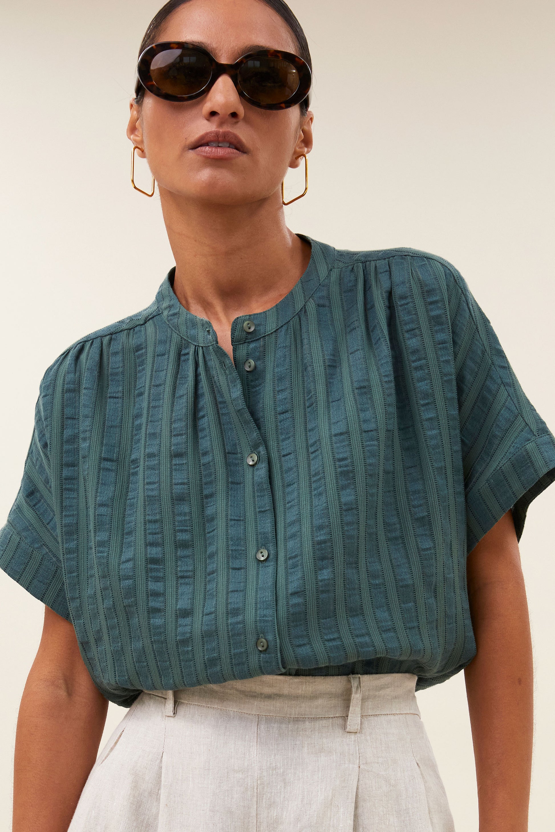 by-bar - minte dark green blouse vintage green - WERTE FREUNDE