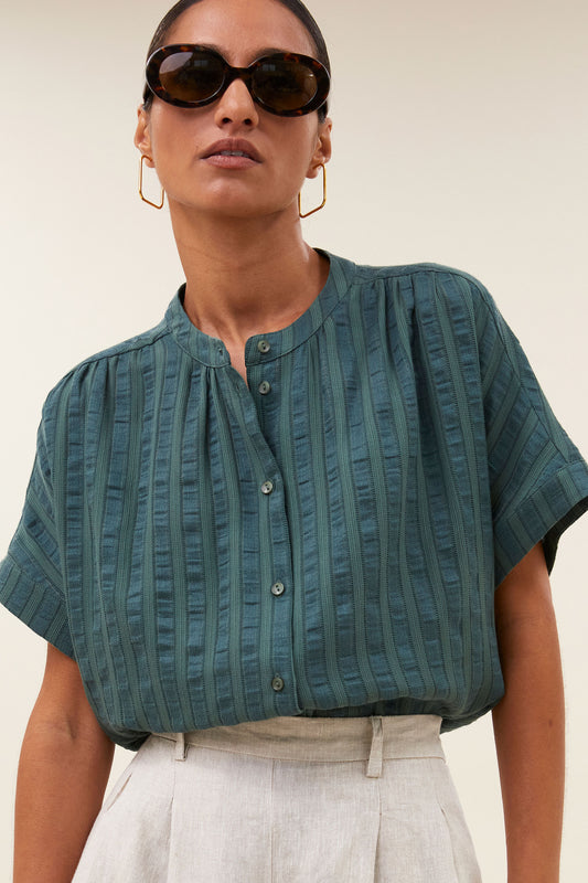 by-bar - minte dark green blouse vintage green - WERTE FREUNDE