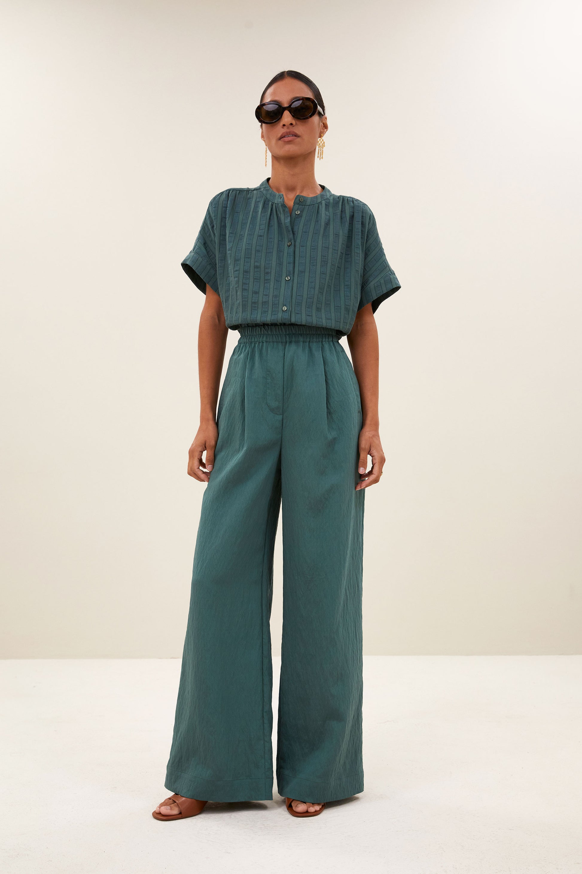 by-bar - minte dark green blouse vintage green - WERTE FREUNDE