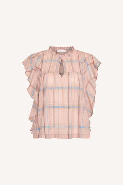 by-bar - danee pink check blouse blush pink check - WERTE FREUNDE