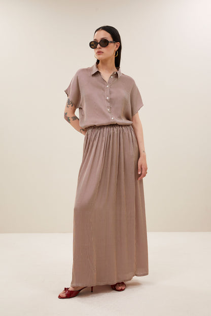 by-bar - karly viscose stripe blouse wine stripe - WERTE FREUNDE