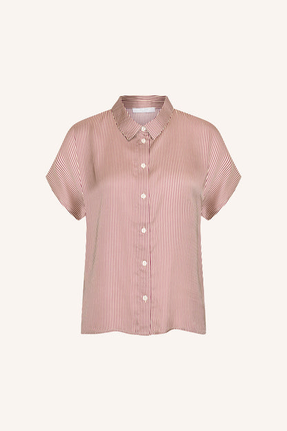 by-bar - karly viscose stripe blouse wine stripe - WERTE FREUNDE
