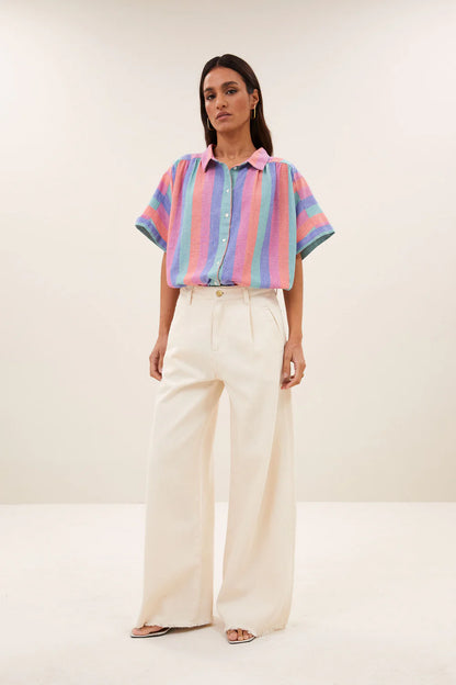 by-bar - sunny rainbow pleats blouse rainbow stripe - WERTE FREUNDE