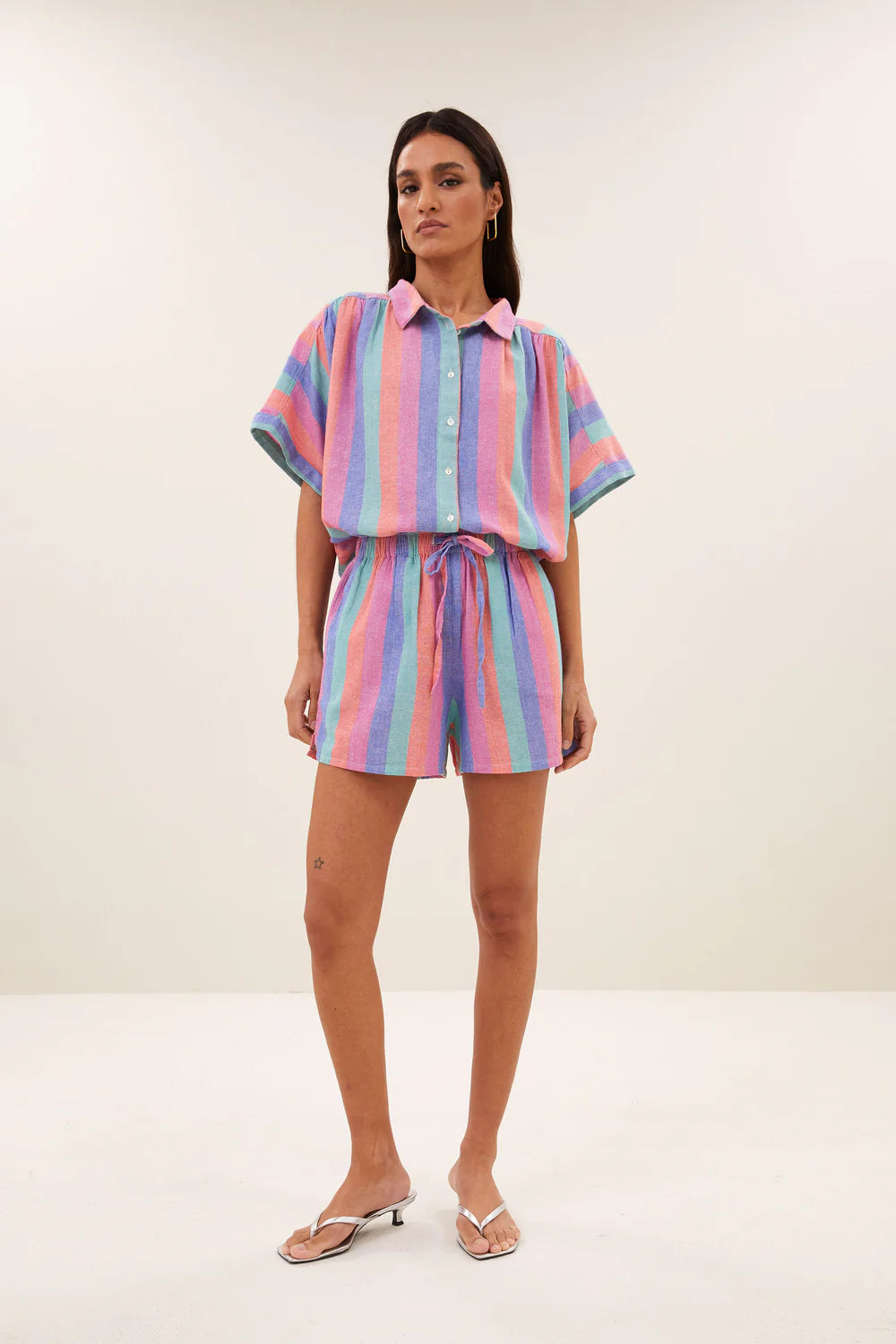 by-bar - isa rainbow shorts rainbow stripe - WERTE FREUNDE