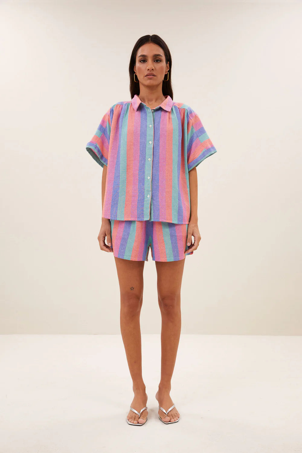 by-bar - sunny rainbow pleats blouse rainbow stripe - WERTE FREUNDE