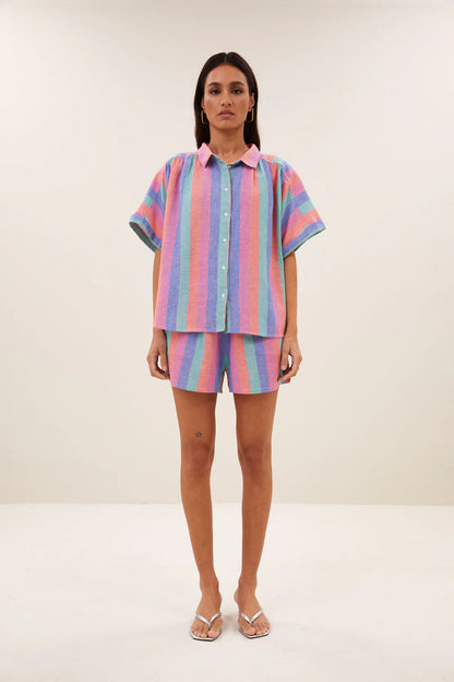 by-bar - sunny rainbow pleats blouse rainbow stripe - WERTE FREUNDE
