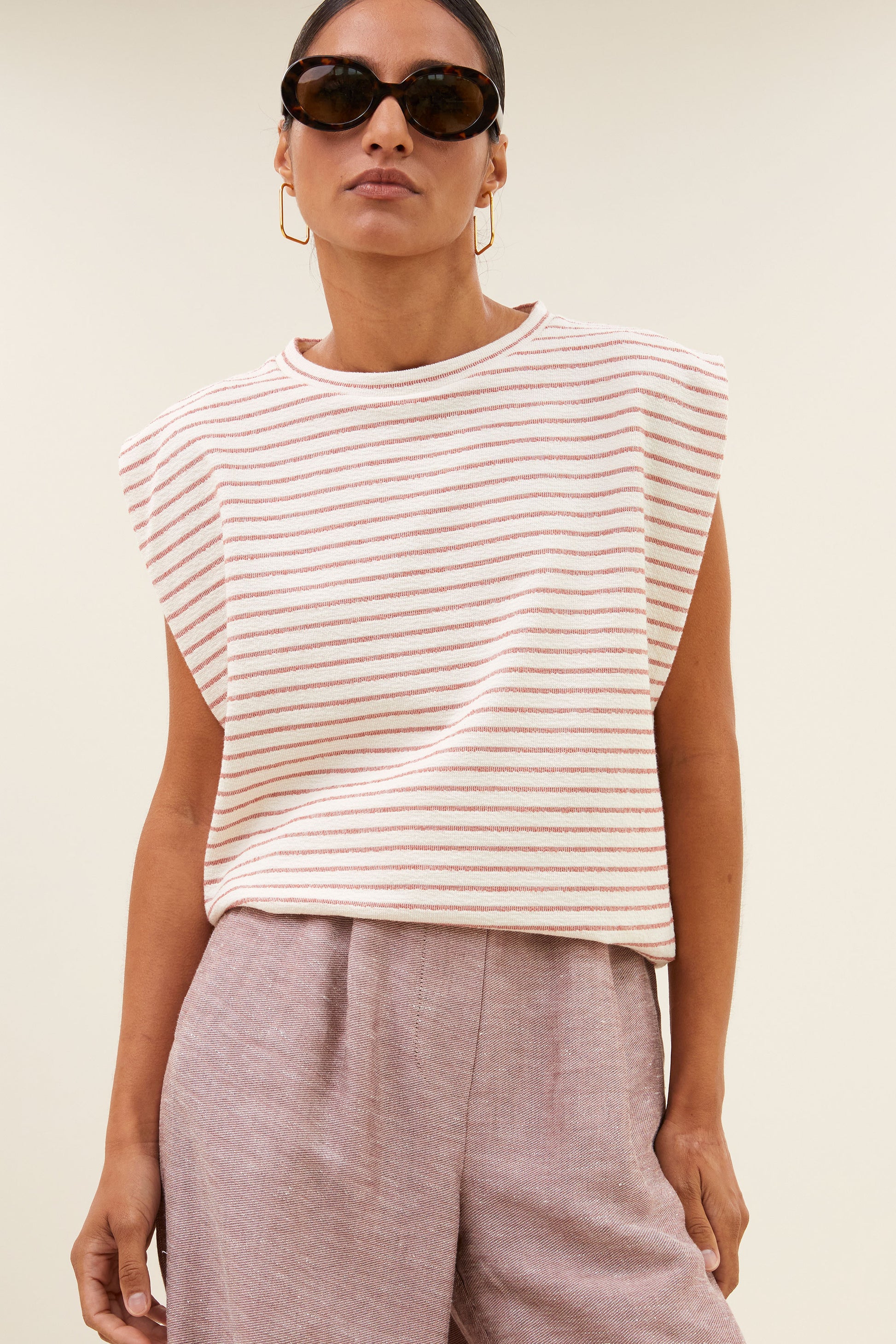 by-bar - diede heavy jersey stripe top sunset rose stripe - WERTE FREUNDE