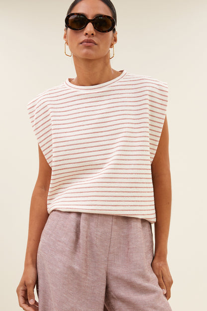 by-bar - diede heavy jersey stripe top sunset rose stripe - WERTE FREUNDE