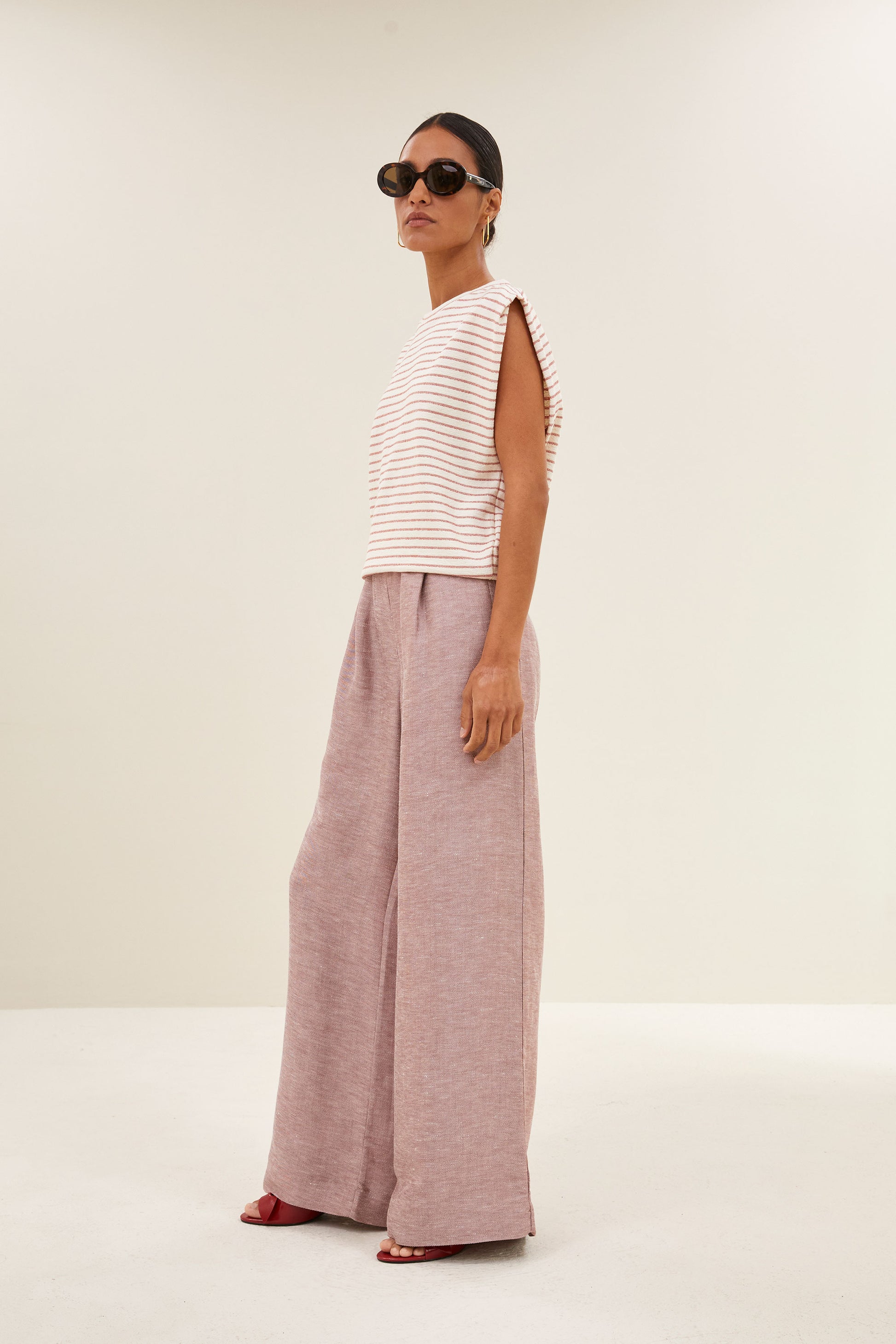 by-bar - diede heavy jersey stripe top sunset rose stripe - WERTE FREUNDE