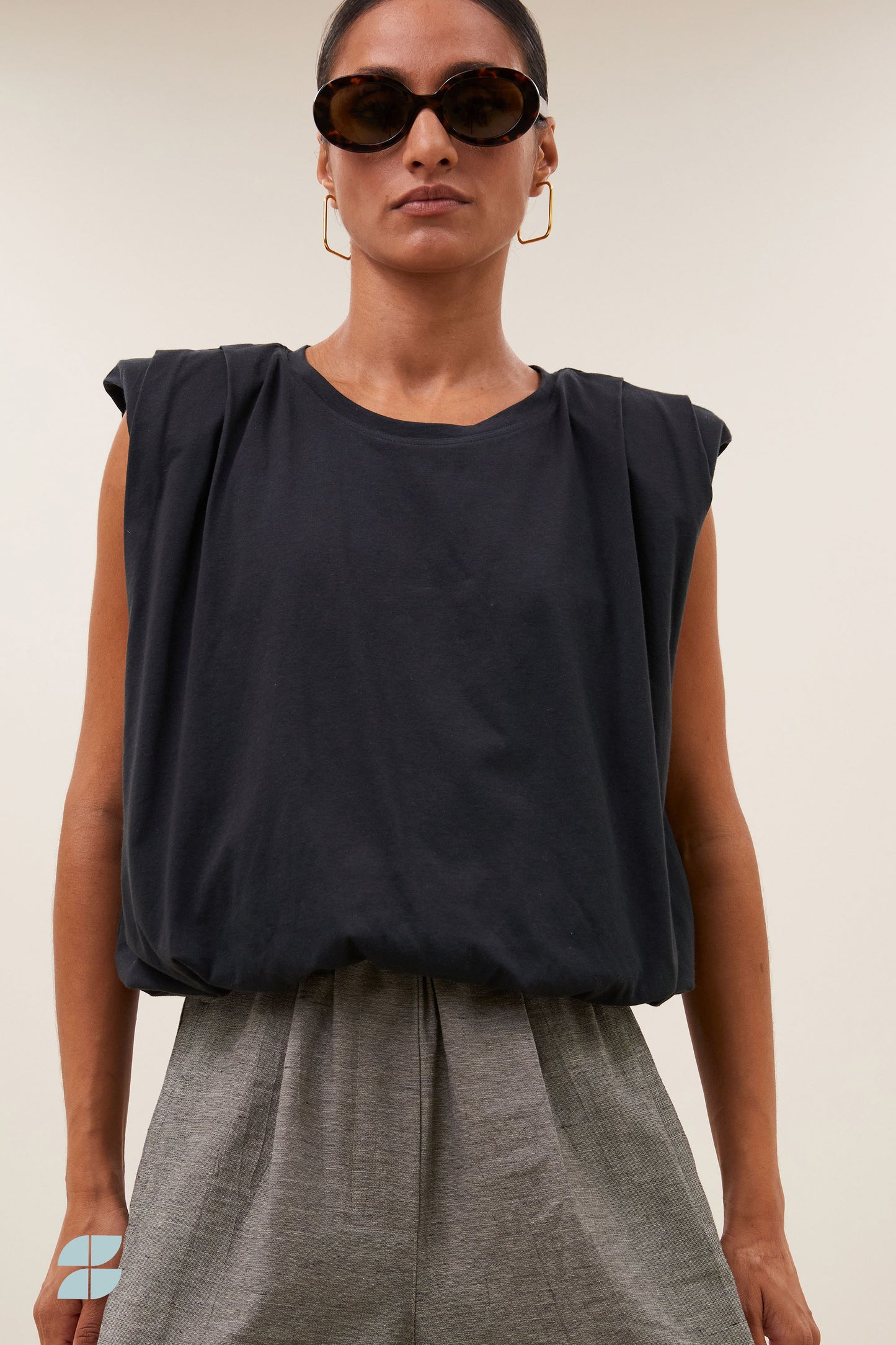 by-bar - nilou jersey top jet black - WERTE FREUNDE