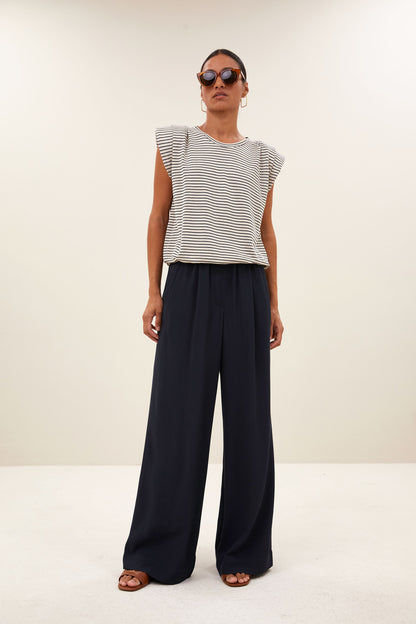 by-bar - nilou small stripe top admiral blue stripe - WERTE FREUNDE