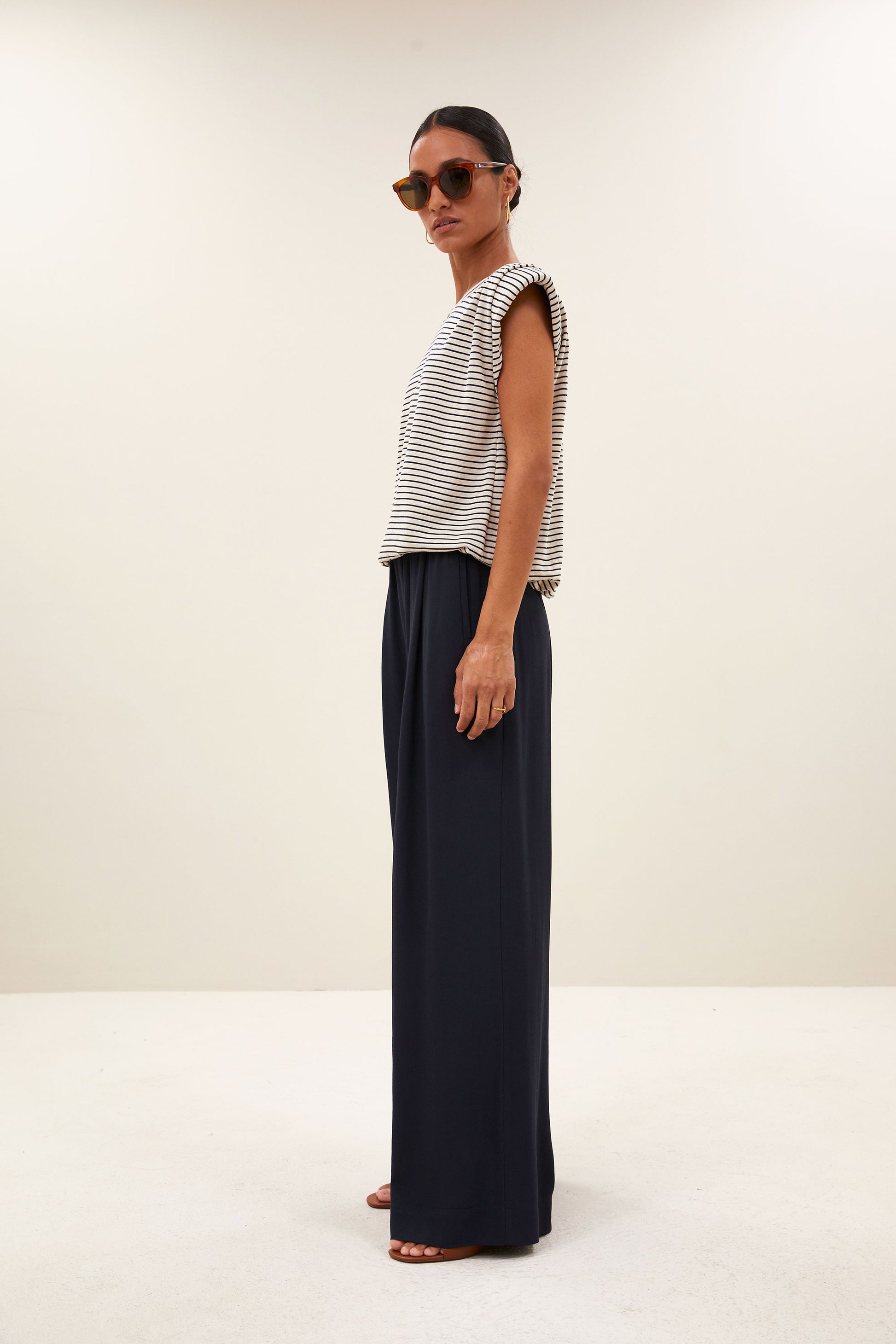by-bar - nilou small stripe top admiral blue stripe - WERTE FREUNDE