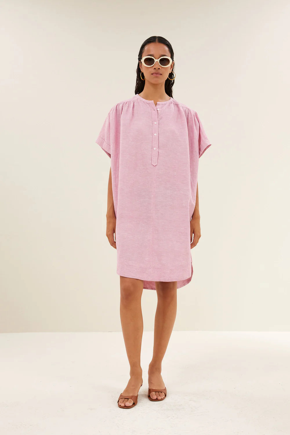 by-bar - amber linen dress dusty pink - WERTE FREUNDE