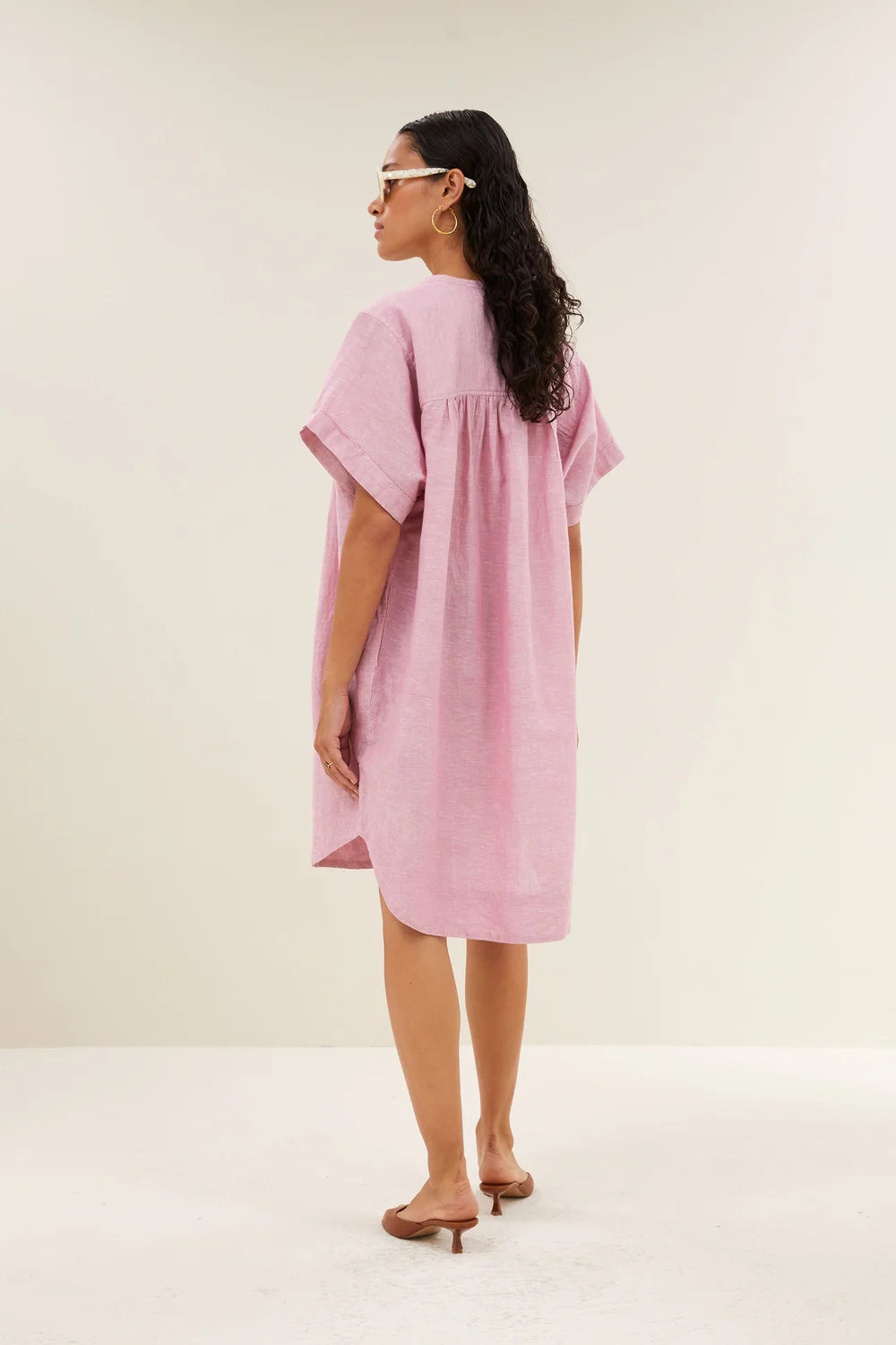 by-bar - amber linen dress dusty pink - WERTE FREUNDE