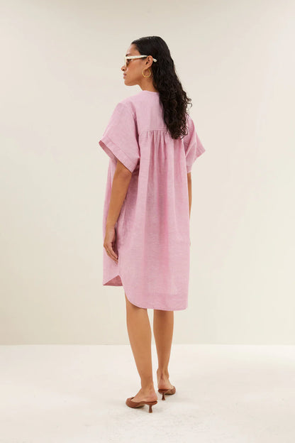 by-bar - amber linen dress dusty pink - WERTE FREUNDE