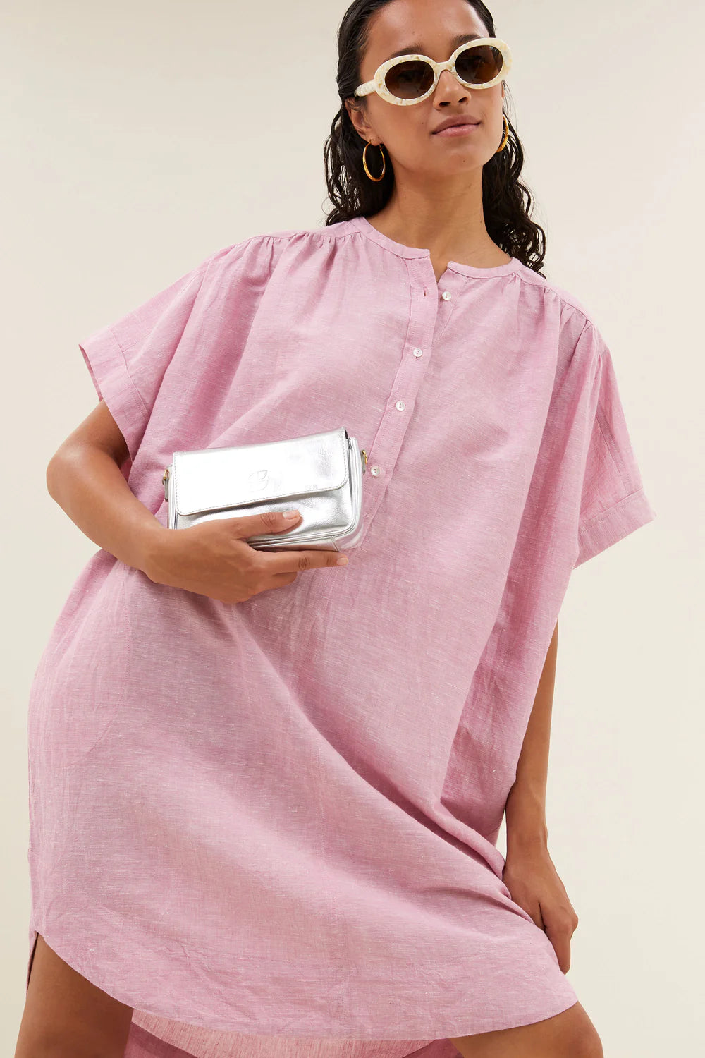 by-bar - amber linen dress dusty pink - WERTE FREUNDE