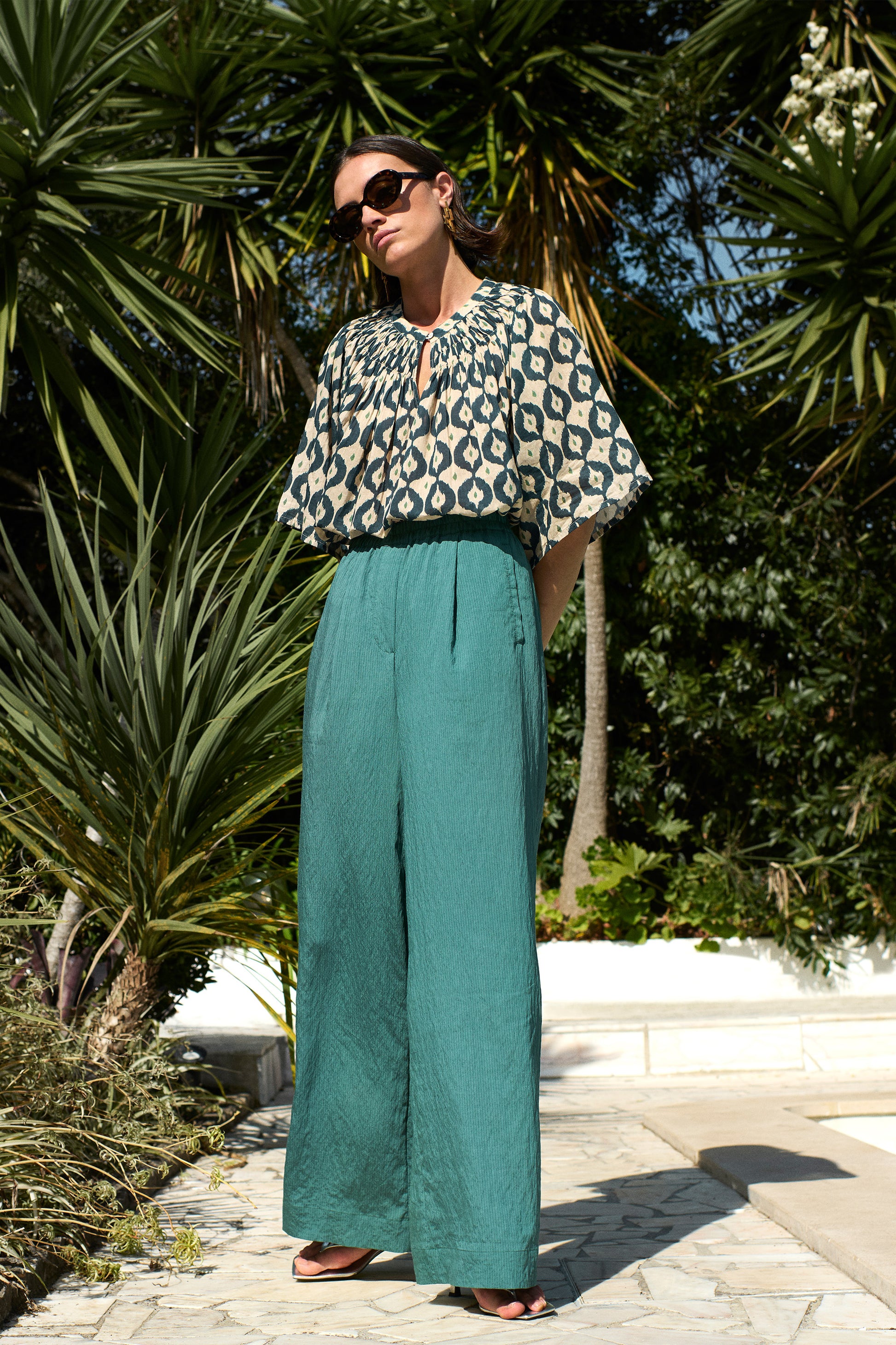 by-bar - celin stripe pants vintage green - WERTE FREUNDE