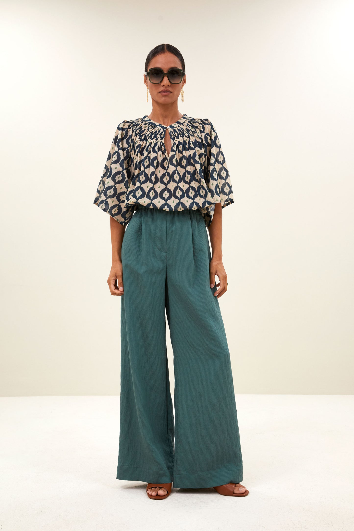 by-bar - celin stripe pants vintage green - WERTE FREUNDE