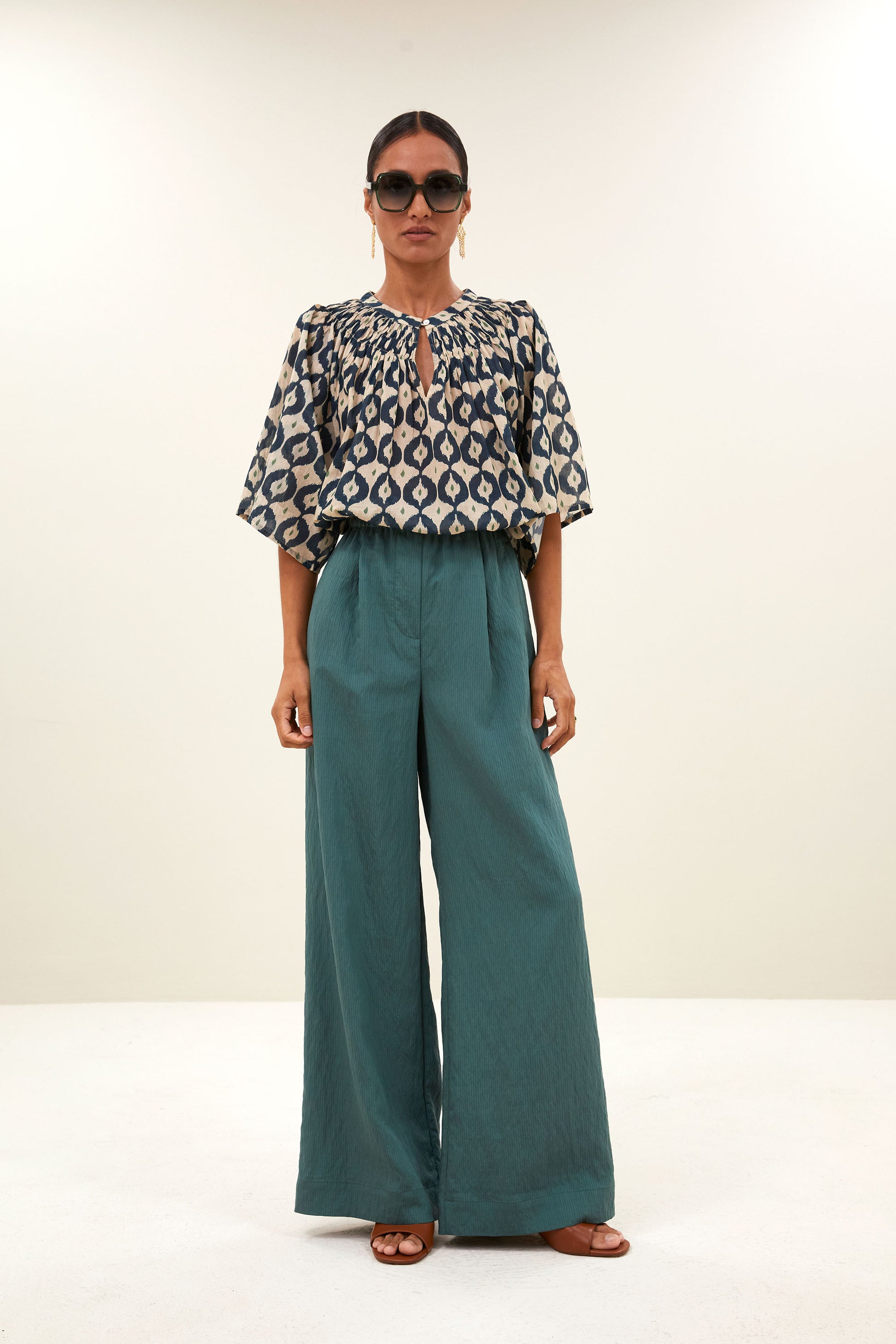 by-bar - celin stripe pants vintage green - WERTE FREUNDE
