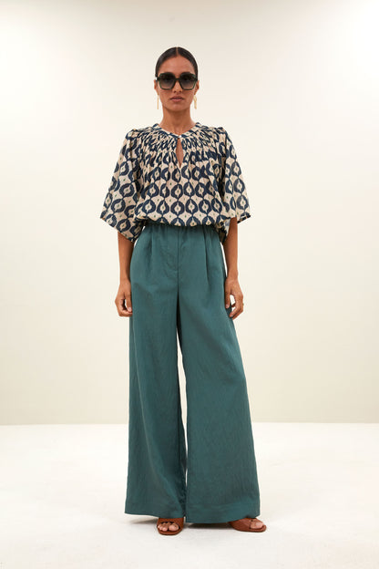 by-bar - celin stripe pants vintage green - WERTE FREUNDE