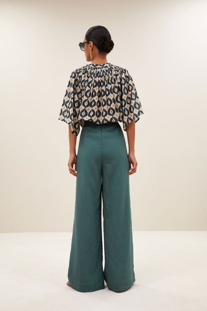 by-bar - celin stripe pants vintage green - WERTE FREUNDE