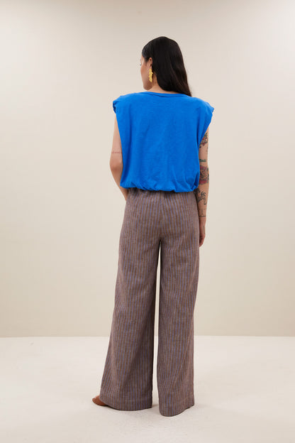 by-bar - benji melange stripe pants iced coffee stripe - WERTE FREUNDE
