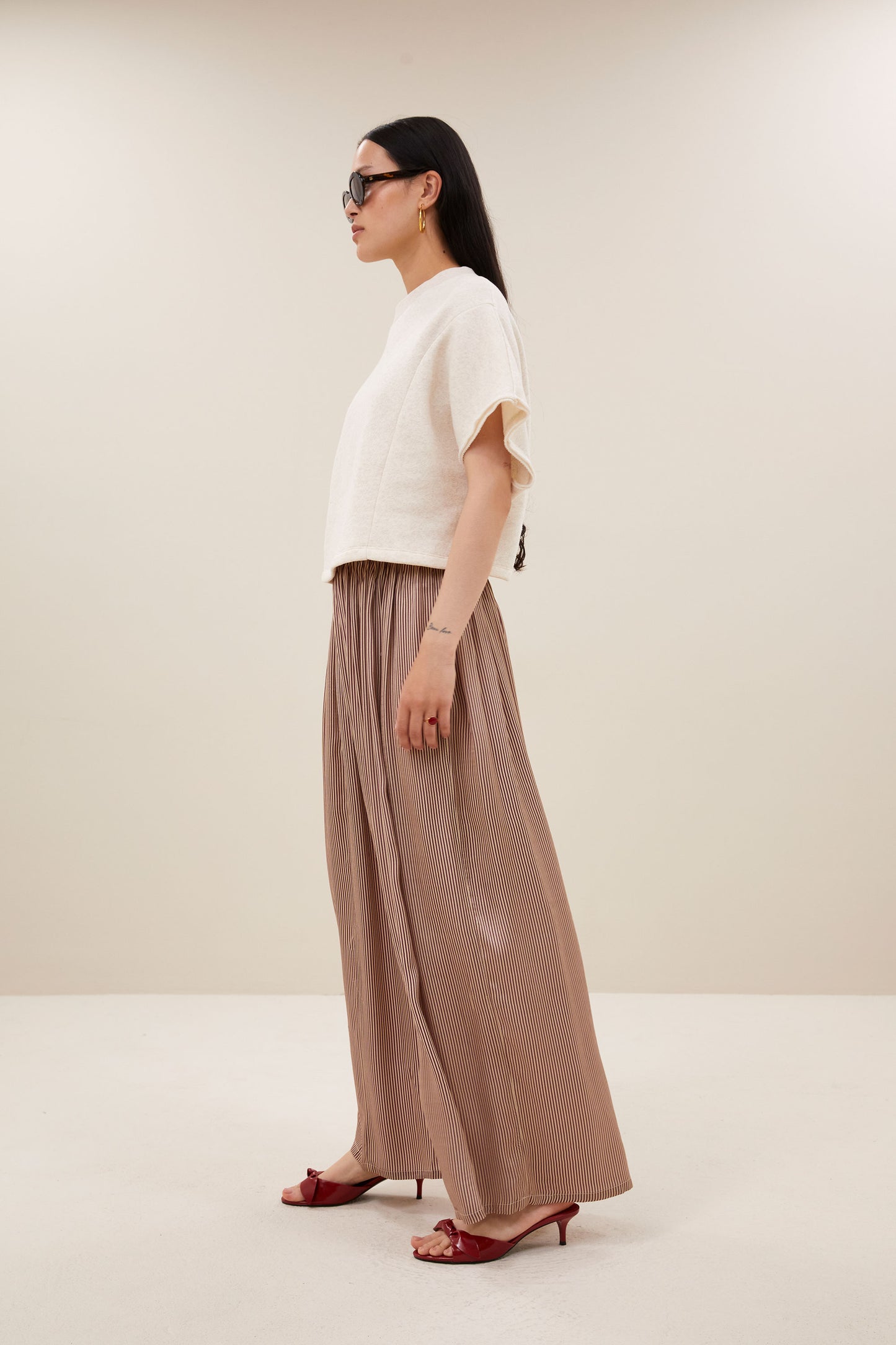 by-bar - reva viscose stripe skirt wine stripe - WERTE FREUNDE