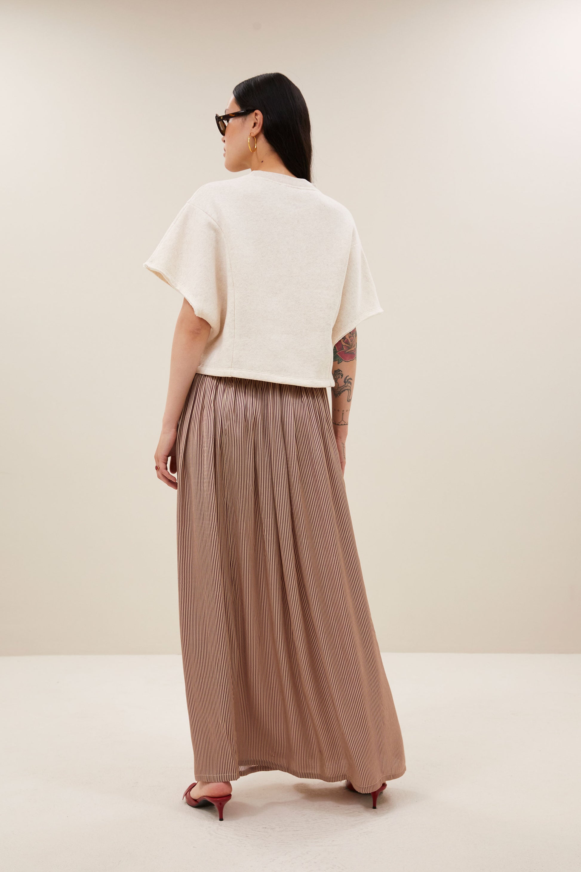 by-bar - reva viscose stripe skirt wine stripe - WERTE FREUNDE