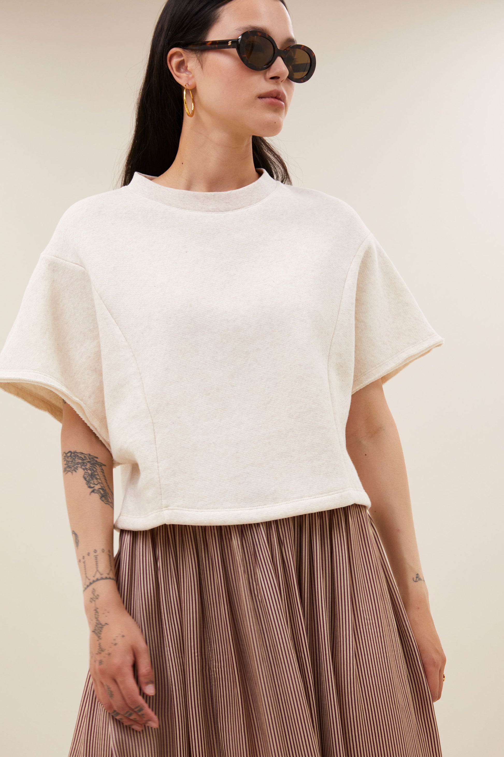 by-bar - reva viscose stripe skirt wine stripe - WERTE FREUNDE