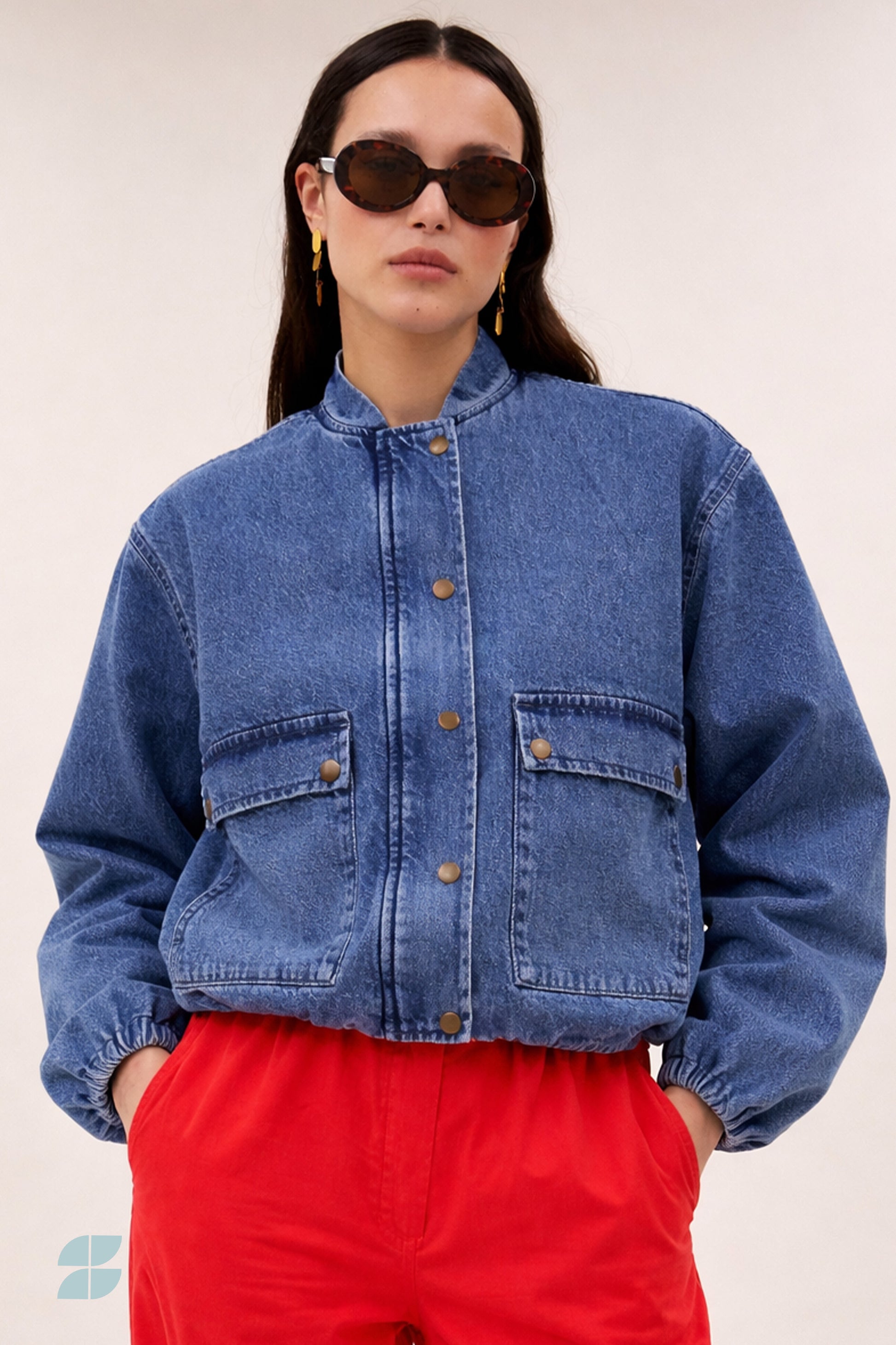by-bar - maggie denim jacket mid denim - WERTE FREUNDE