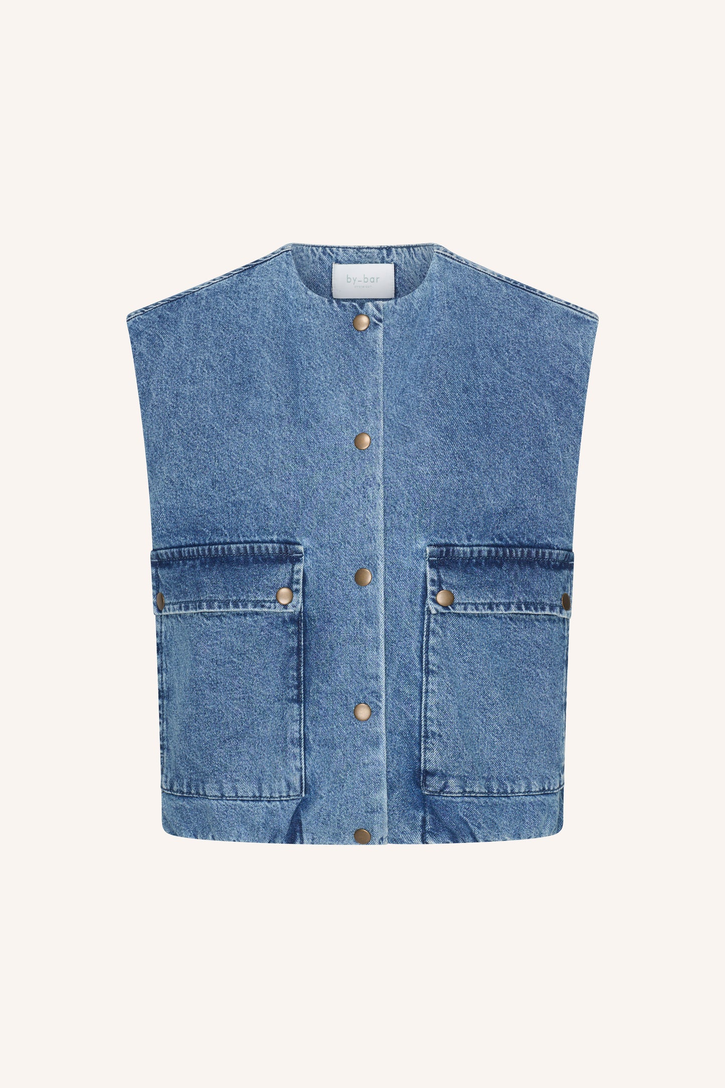 by-bar - Maggie denim sleeveless jacket mid denim - WERTE FREUNDE