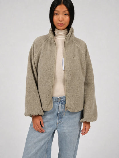 embassy - CALI FLEECE JACKET PALE OLIVE