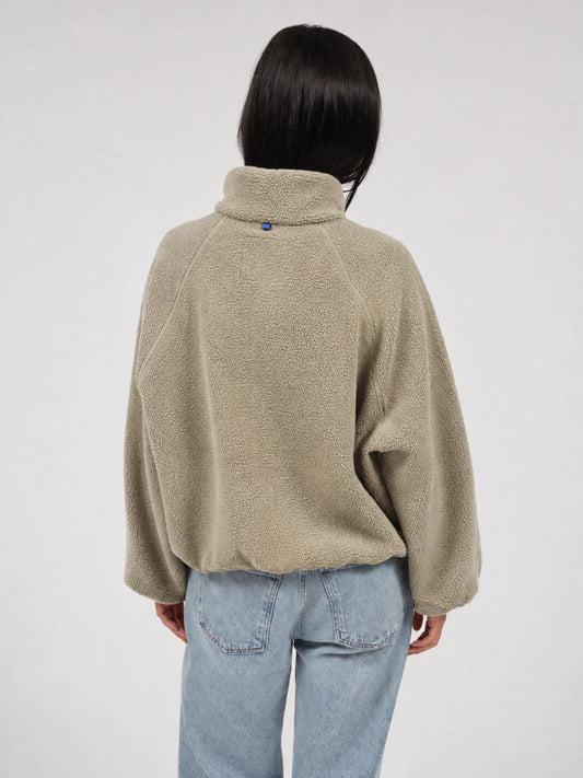 embassy - CALI FLEECE JACKET PALE OLIVE