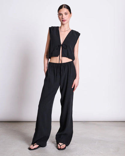 JAN N JUNE - STROGET Crinkle Tie Top black - WERTE FREUNDE