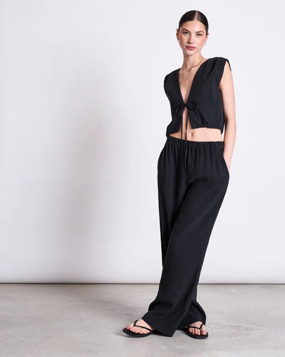JAN N JUNE - STROGET Crinkle Tie Top black - WERTE FREUNDE