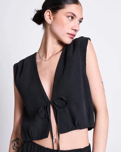 JAN N JUNE - STROGET Crinkle Tie Top black - WERTE FREUNDE