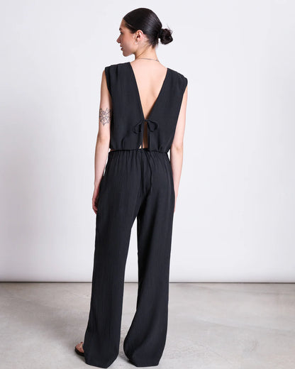 JAN N JUNE - HAVA Crinkle Pants black - WERTE FREUNDE