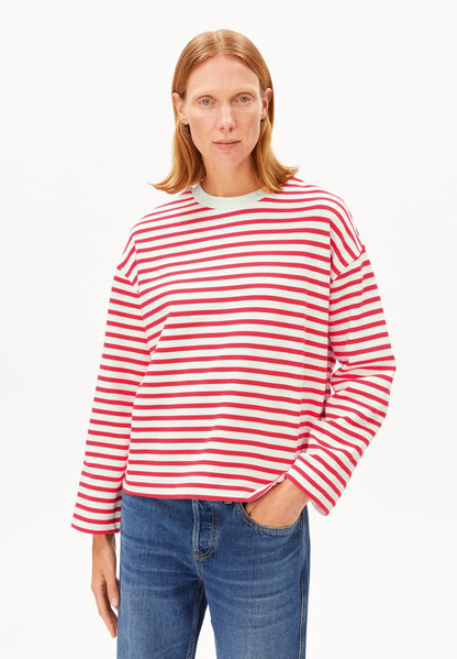 Armedangels - FRANKAA MAARLEN GESTREIFTES SWEATSHIRT undyed-mars red - WERTE FREUNDE